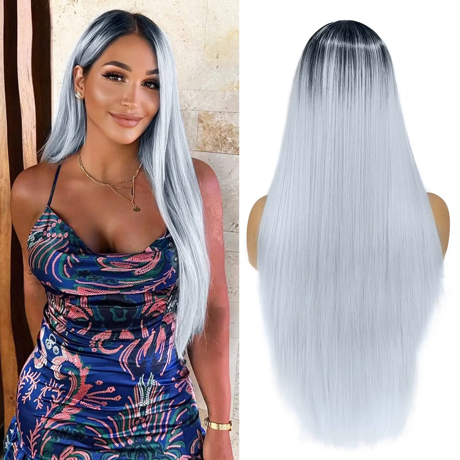 women styling a wig